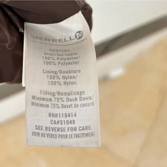 Merrell Quilted Hooded Sleeveless Vest - Brown - Picture 11 of 14